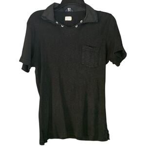 Meltin Pot Jean Black T'shirt Front Pocket Grunge Collar Embroidered Details